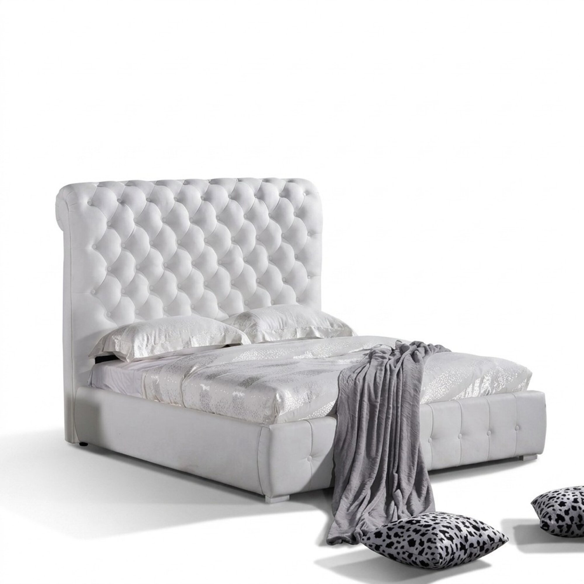 Klassisches Schlafzimmer Bett 160x 200 cm Leder Textil Chesterfield Hotel