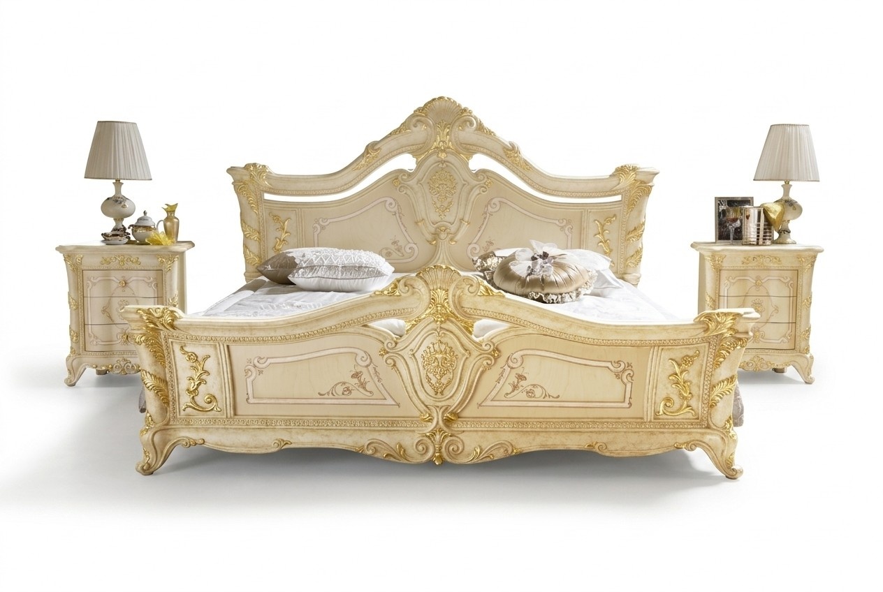 Klassisches Schlafzimmer Hotel Bett Barock Möbel Holz Betten Italien