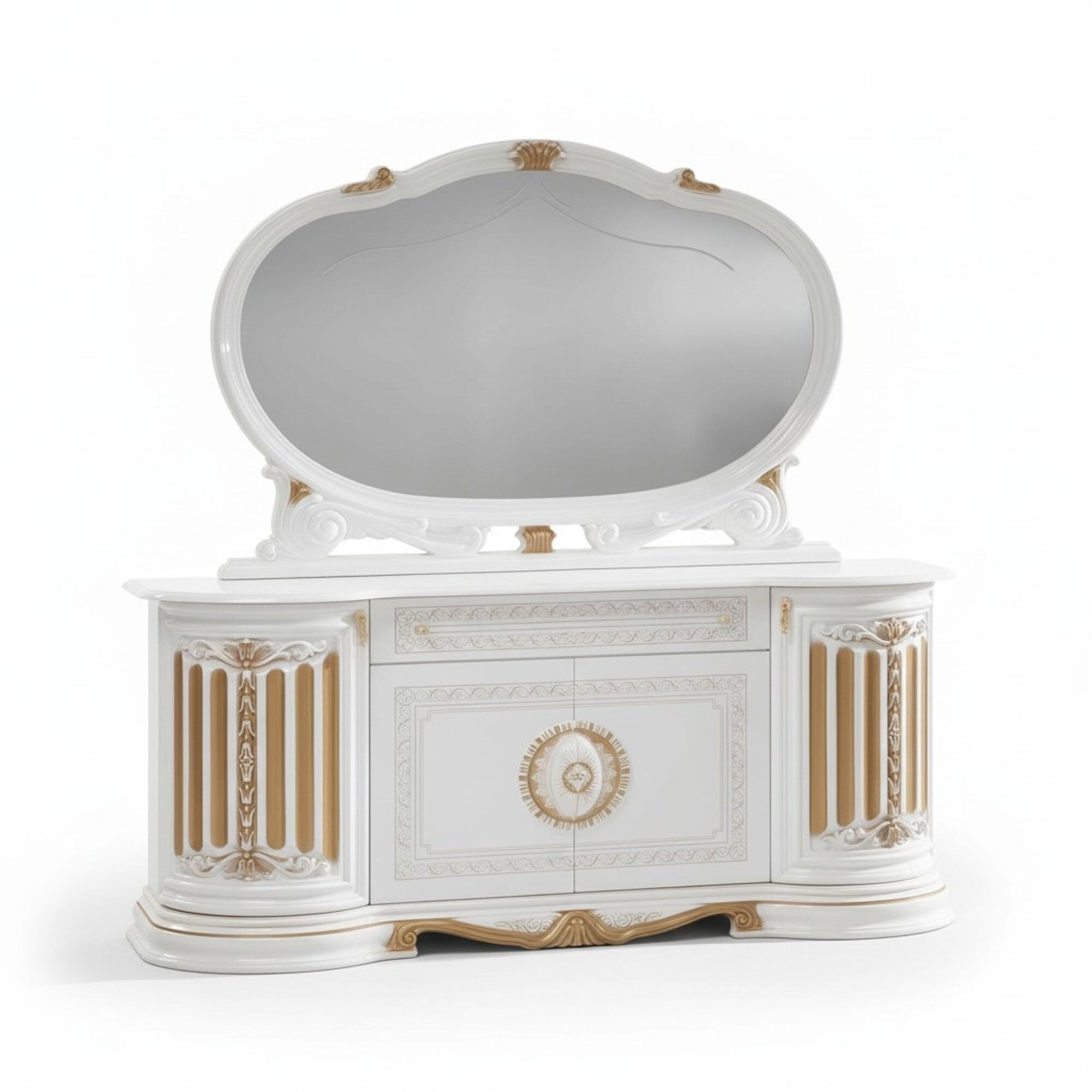 Klassisches Sideboard Kommode Anrichte Spiegel xxl Schrank Italienische