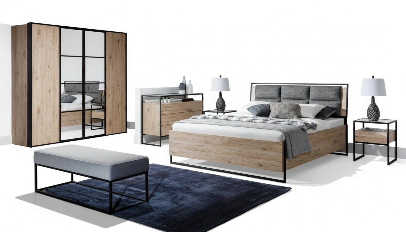 Kleiderschrank Braun Holz Möbel Design Elegantes Schlafzimmer Modern Schrank Neu