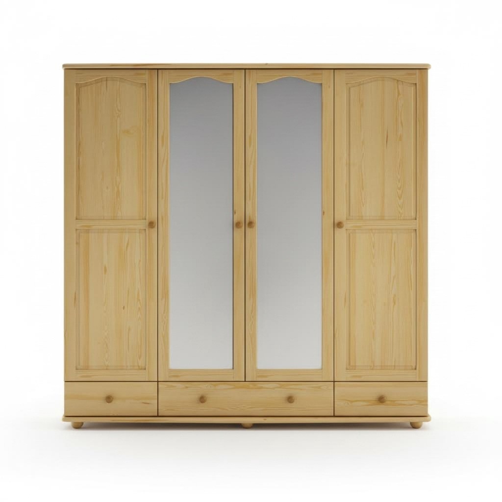 Kleiderschrank Schlafzimmer Holz Schrank Echte Handarbeit Vollholz Schrank 4trg.