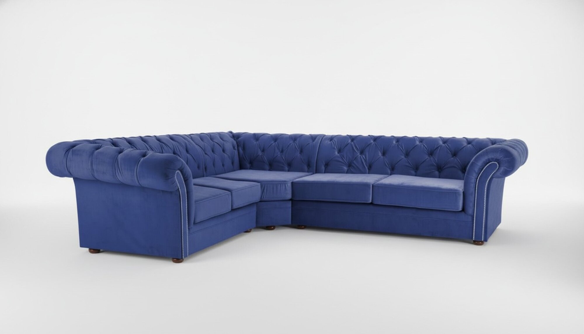 Königliche Chesterfield Couch Ecksofa Polster Sitz Stoff Samt Eck Garnitur