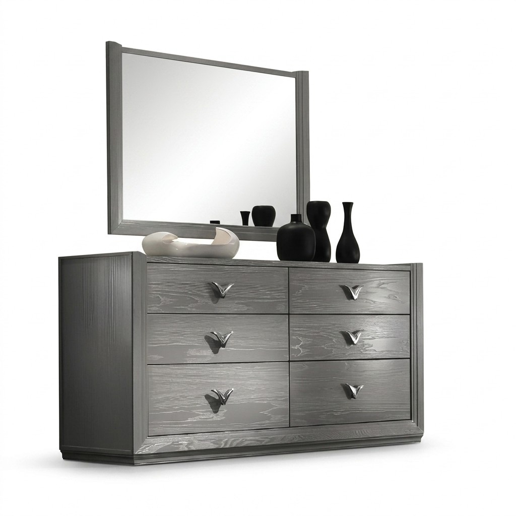 Kommode Spiegel Garnitur Holz Designer Kommoden Schrank Italien Set 2tlg.