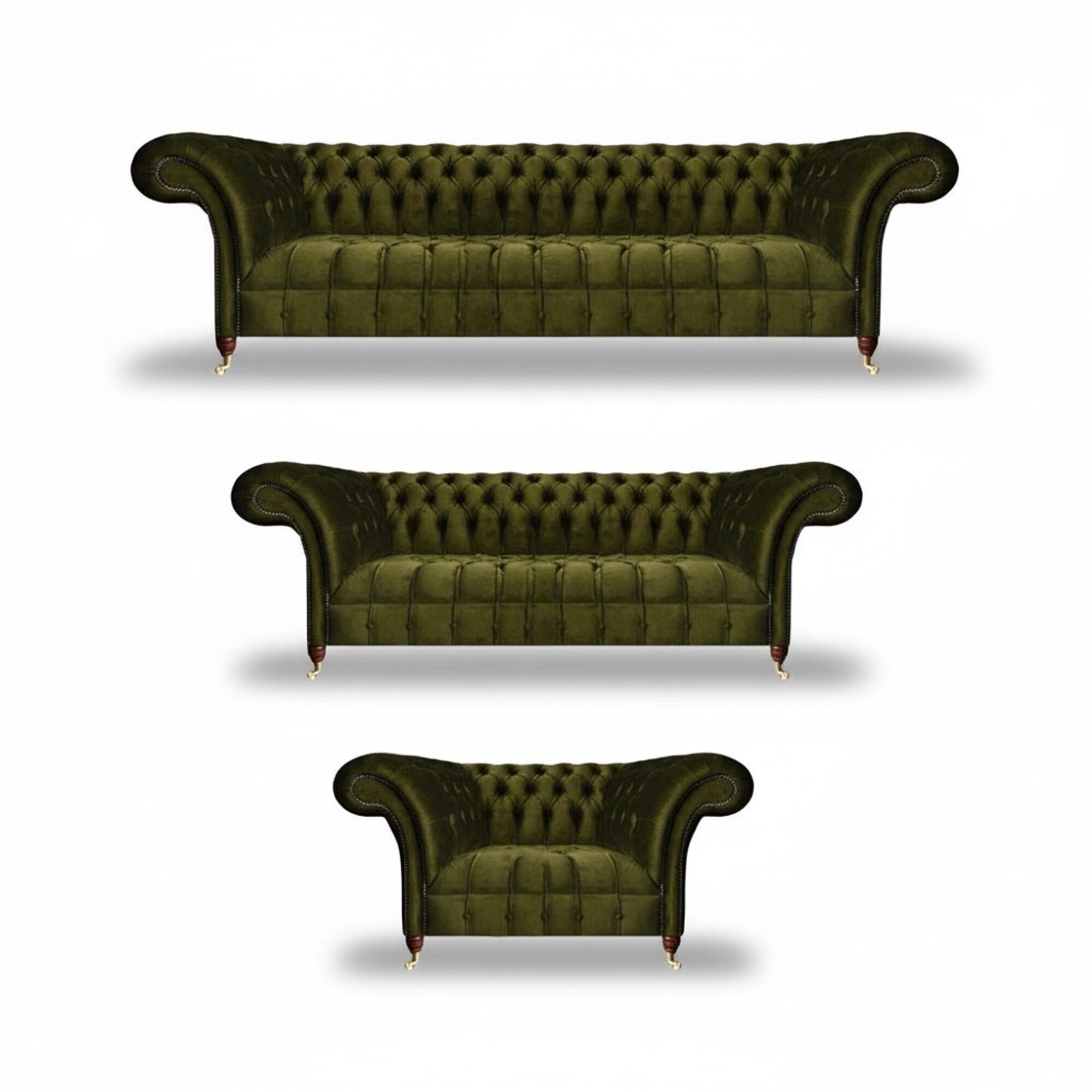 Komplett Grün Sofas Set Sofagarnitur Luxus Textil Einrichtung Chesterfield