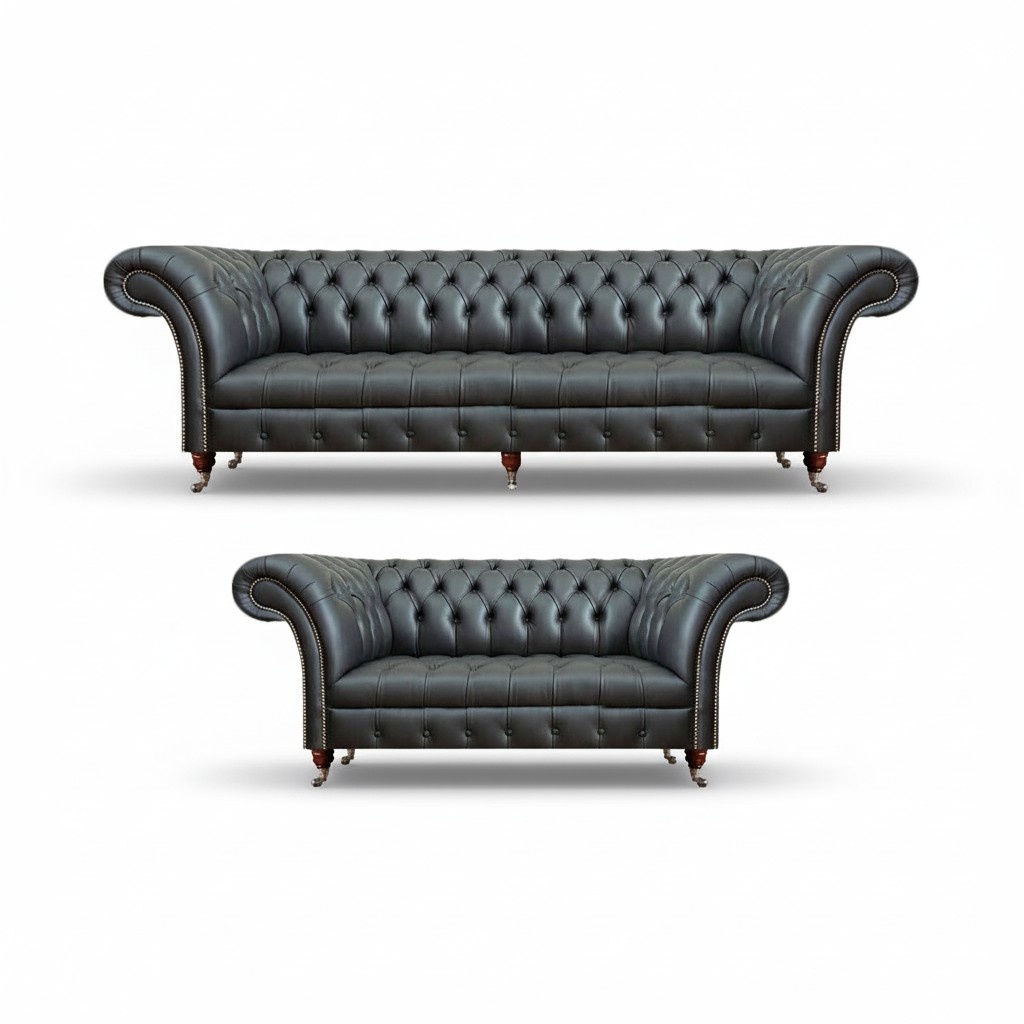 Komplett Leder 2x Sofas Chesterfield Polstermöbel Leder Set Neu Einrichtung