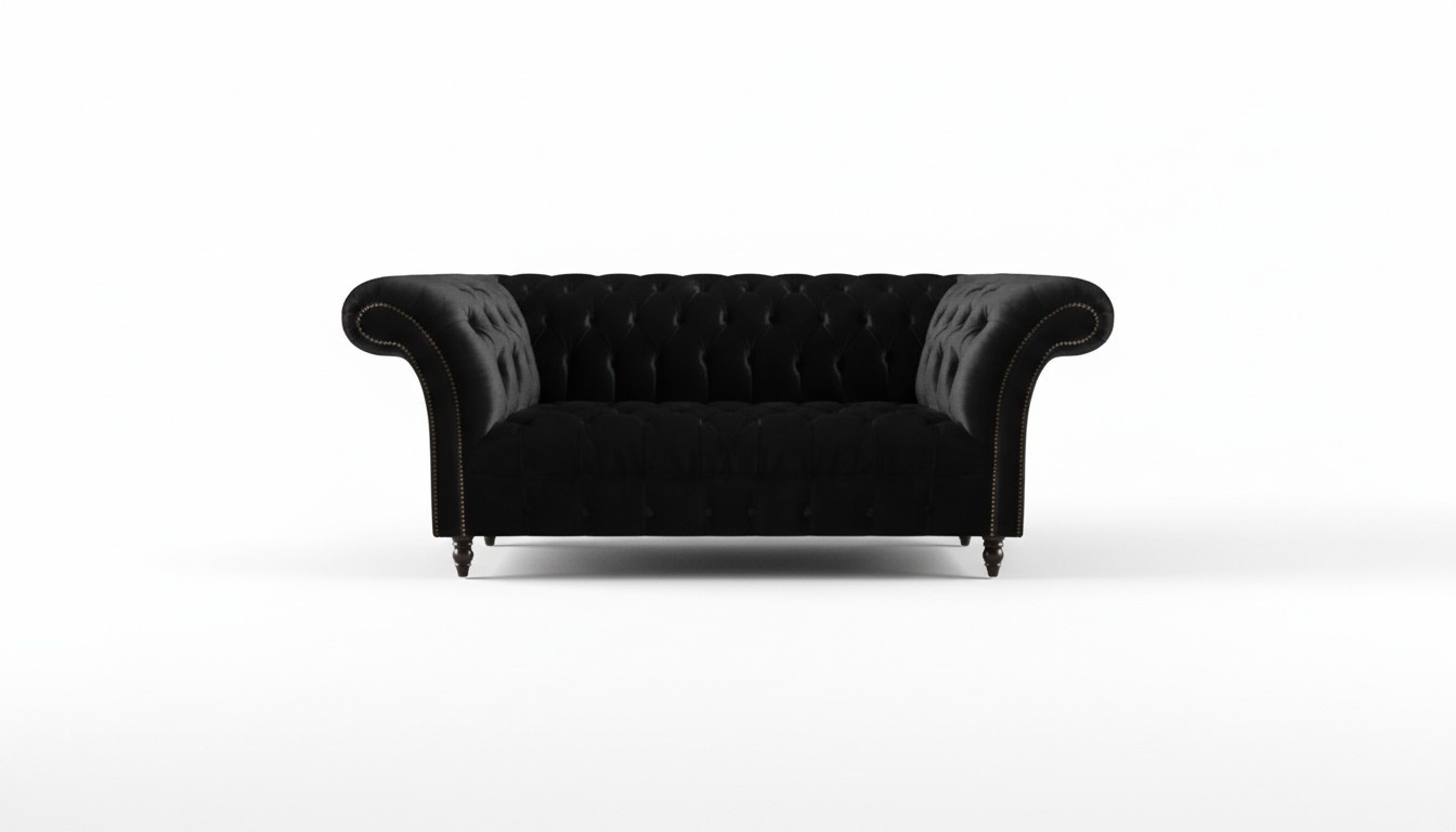 Komplett Schwarze Chesterfield Couch Designer Textilsofas Polstercouch