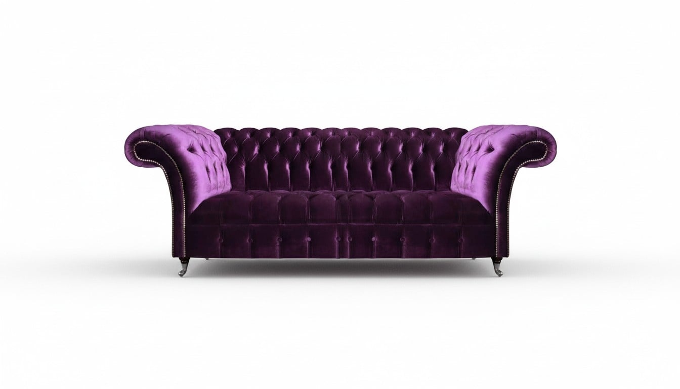 Komplette Lila Chesterfield Sitzmöbel Wohnzimmer Designer Textilsofas
