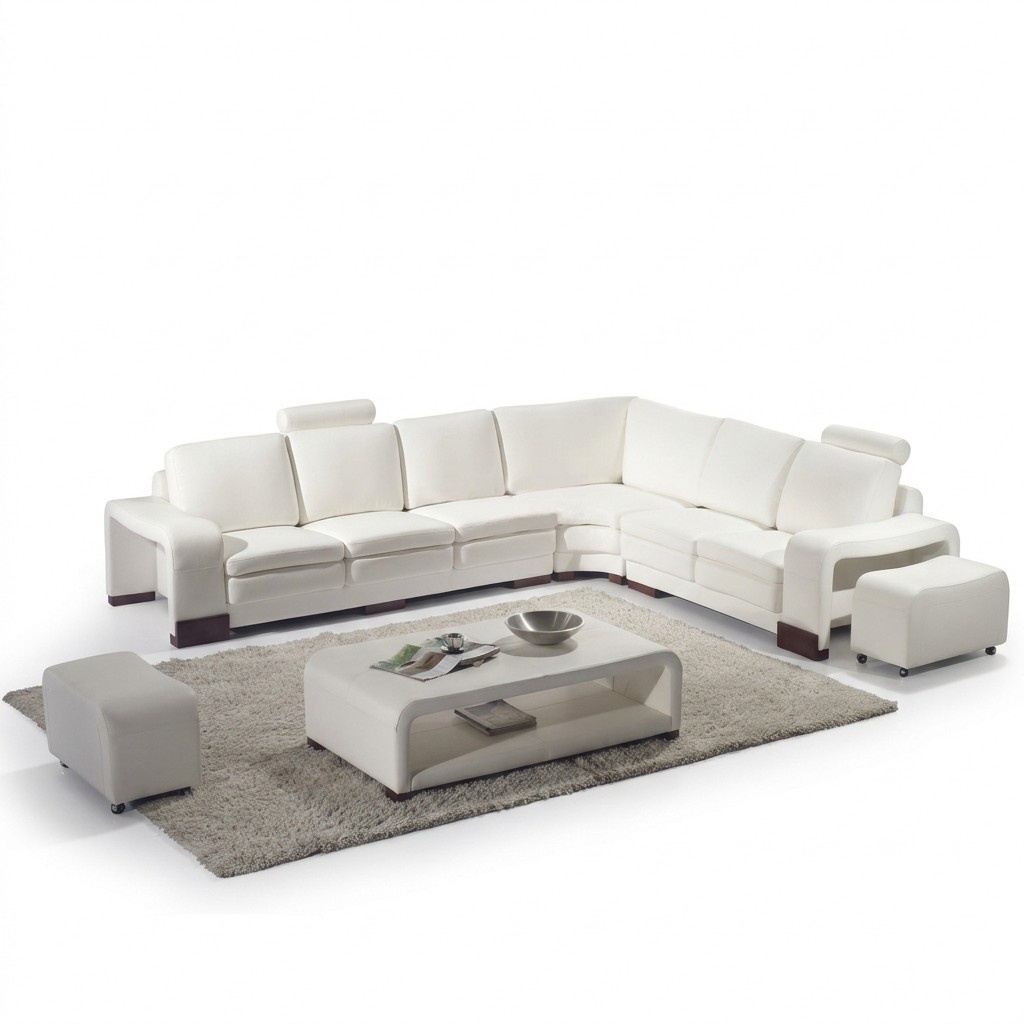 Komplette Sofa Couch Moderne Garnitur Ecksofa + Hocker + Couchtisch