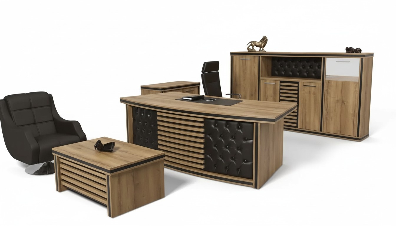 Komplettes Büro-Set Schreibtisch Büroschrank Couchtisch Designer Möbel
