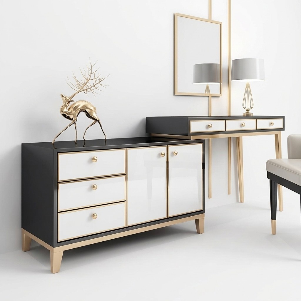 Konsolen Schmink Tische Tisch Designer Holz Kommode Side Board
