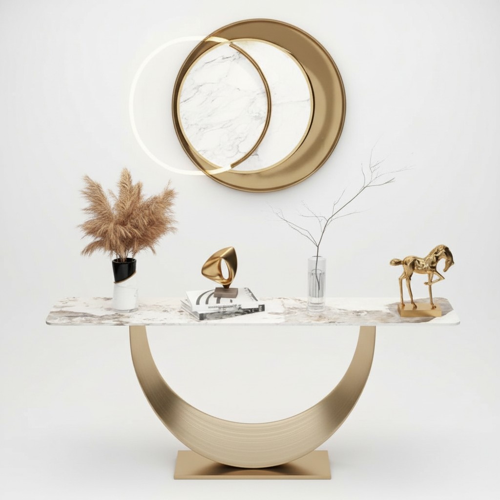 Konsolen Wohnzimmer Beistelltisch Modern Design Möbel Holz Gold Neu