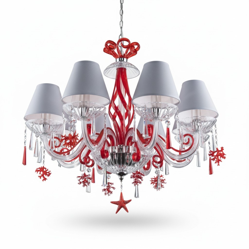 Kronleuchter Antik Stil rote Leuchte Decken Lampen Luster Lampe