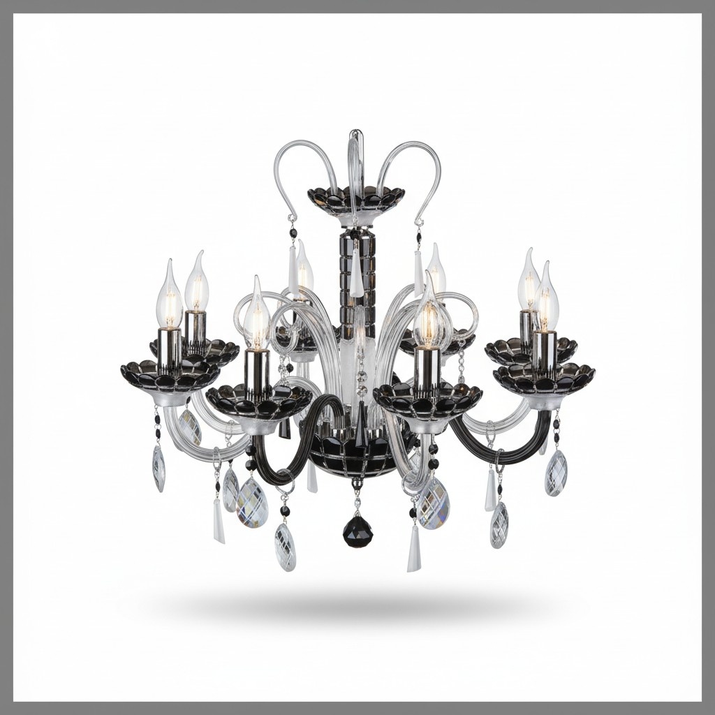 Kronleuchter Bohemia Decken Leuchte Schwarze Kristall Lampe