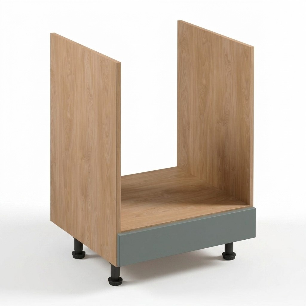 Beiger Küchenschrank aus Holz für Unterbau & Herd
