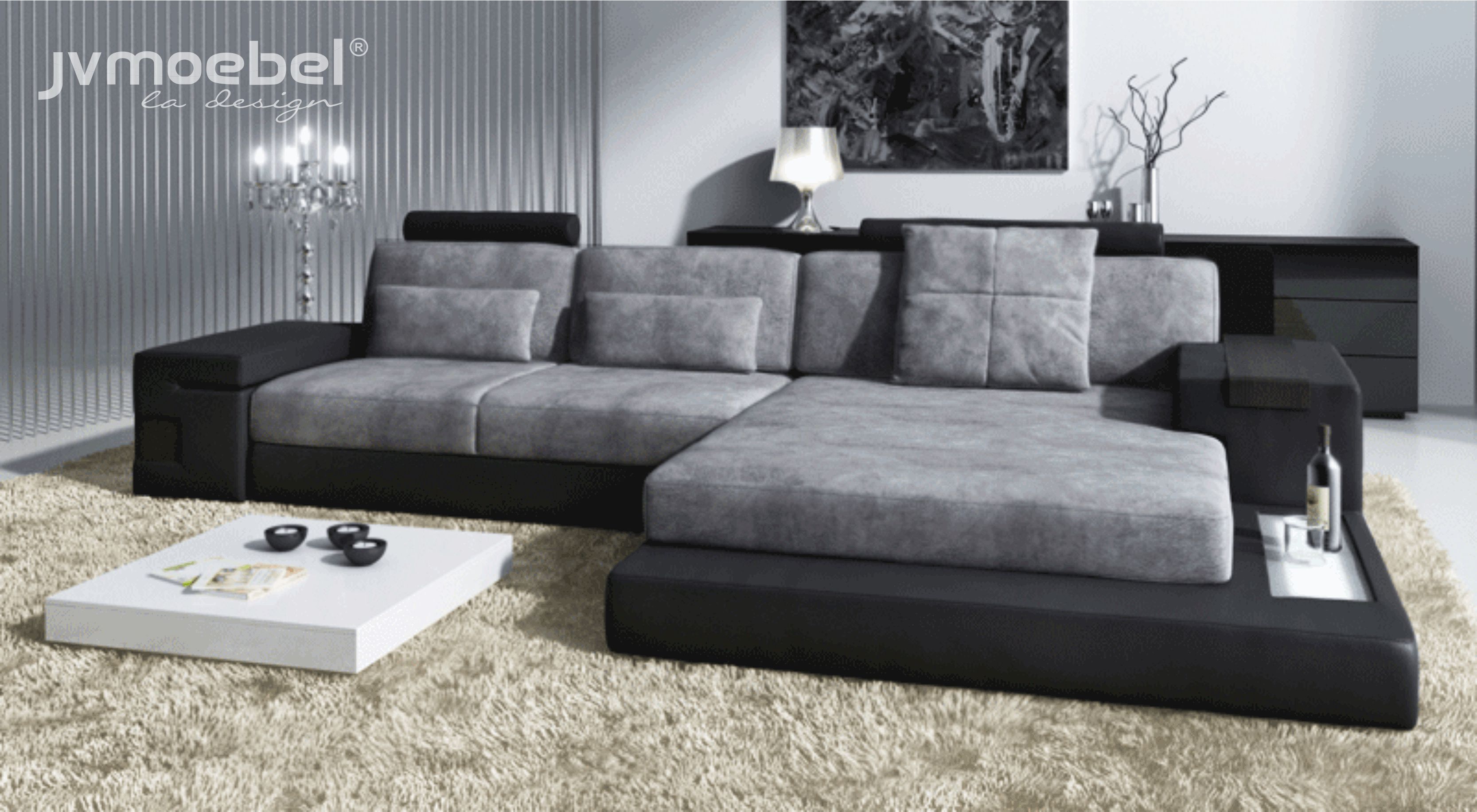 Ecksofa Wohnzimmer L-Form Polster Sofa Leder Design NEU Modern