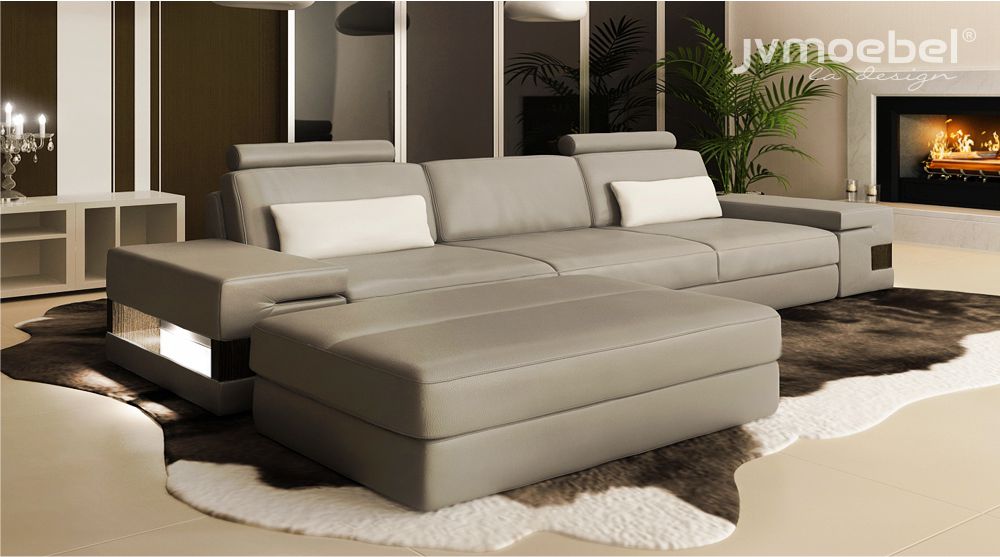 Designer Couch Polster Sitz Garnitur Sofa Garnituren 3 Sitzer + Hocker 2tlg. Neu