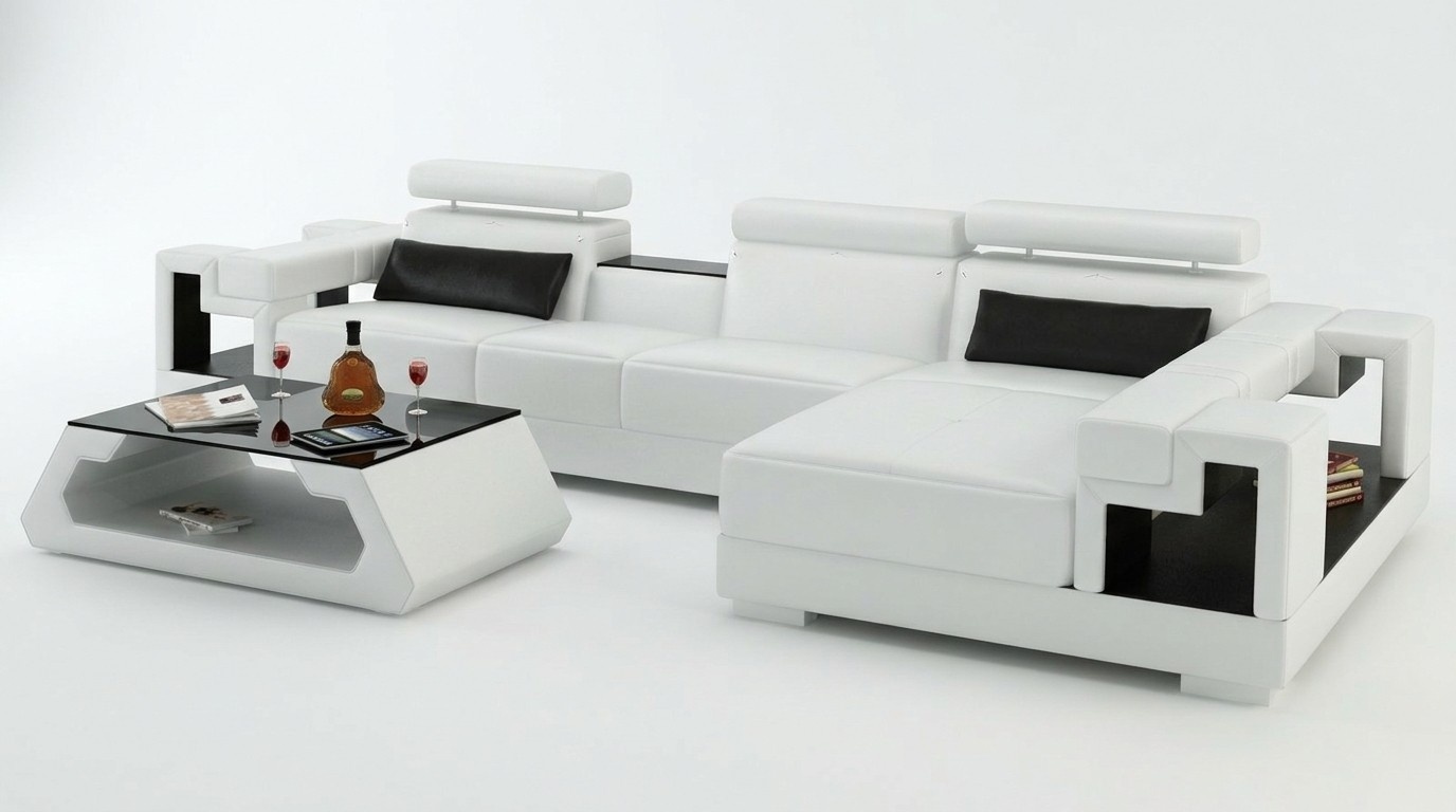 L Form Sofa Couch Polster Garnitur Wohnlandschaft Design Ecksofa Leder