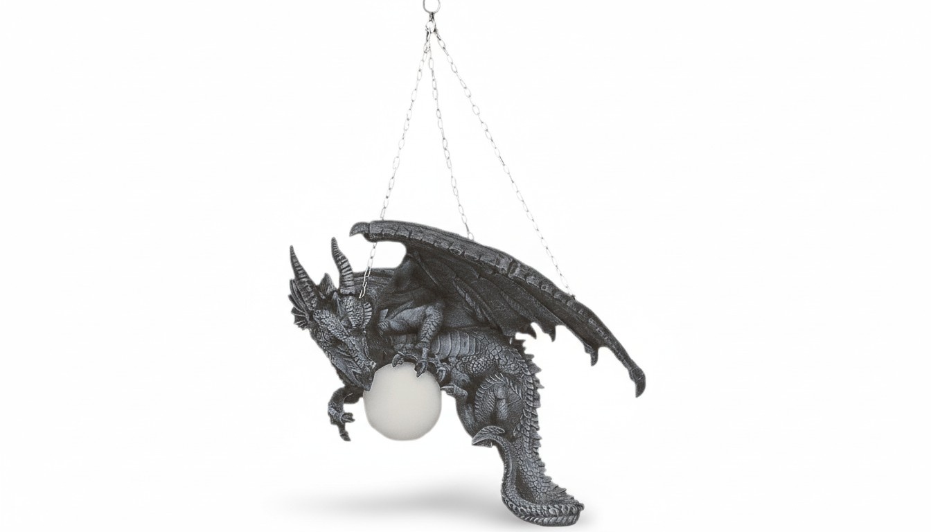 Lampe Drachenfigur Gragol Hänge Leuchte Gothik Leuchten Decken