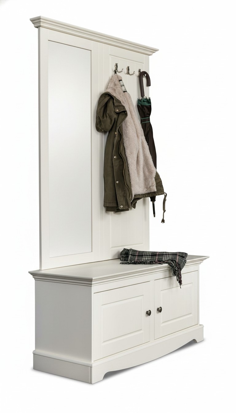 Landhaus Bauern Garderobe Holz Ständer Garderoben Schuhschrank 2tlg. Schränke