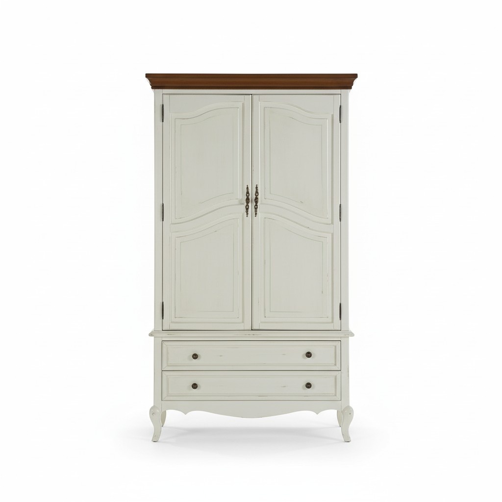Eleganter Kleiderschrank im Landhausstil in Weiß und Braun – Stauraum für Ihr Schlafzimmer