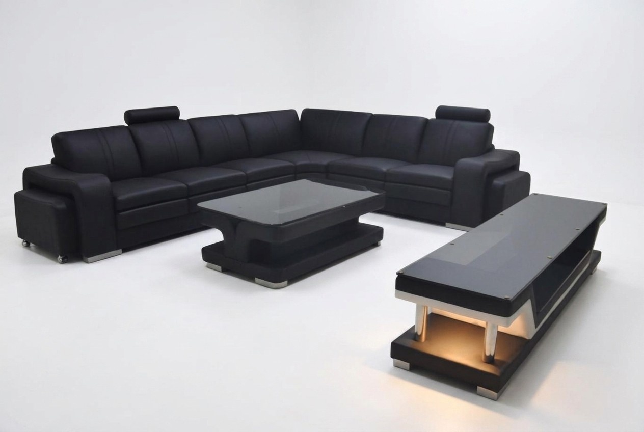 Leder Couch Wohnlandschaft Eck Garnitur Design Sofa L-Form A1109B
