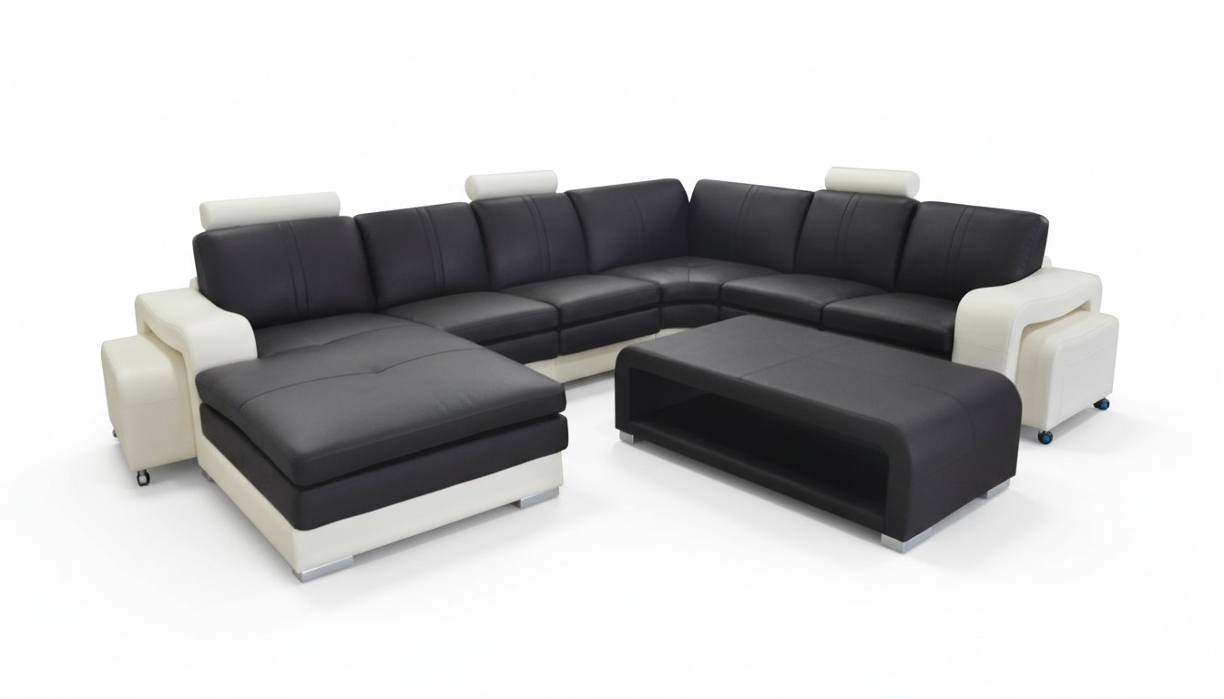 Leder Eck Sofa Couch Polster Sitz Möbel Garnitur Wohn Landschaft Modern