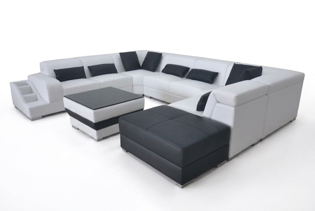 Leder Eck Sofa Eck Wohnlandschaft Garnitur Design Modern Couch U Form
