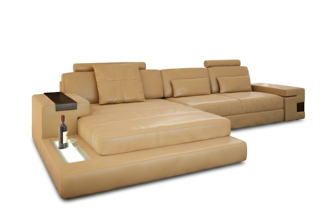 Leder LForm Wohnlandschaft Big XXL Sofa + USB Polster Ecke Garnitur Stoff Textil