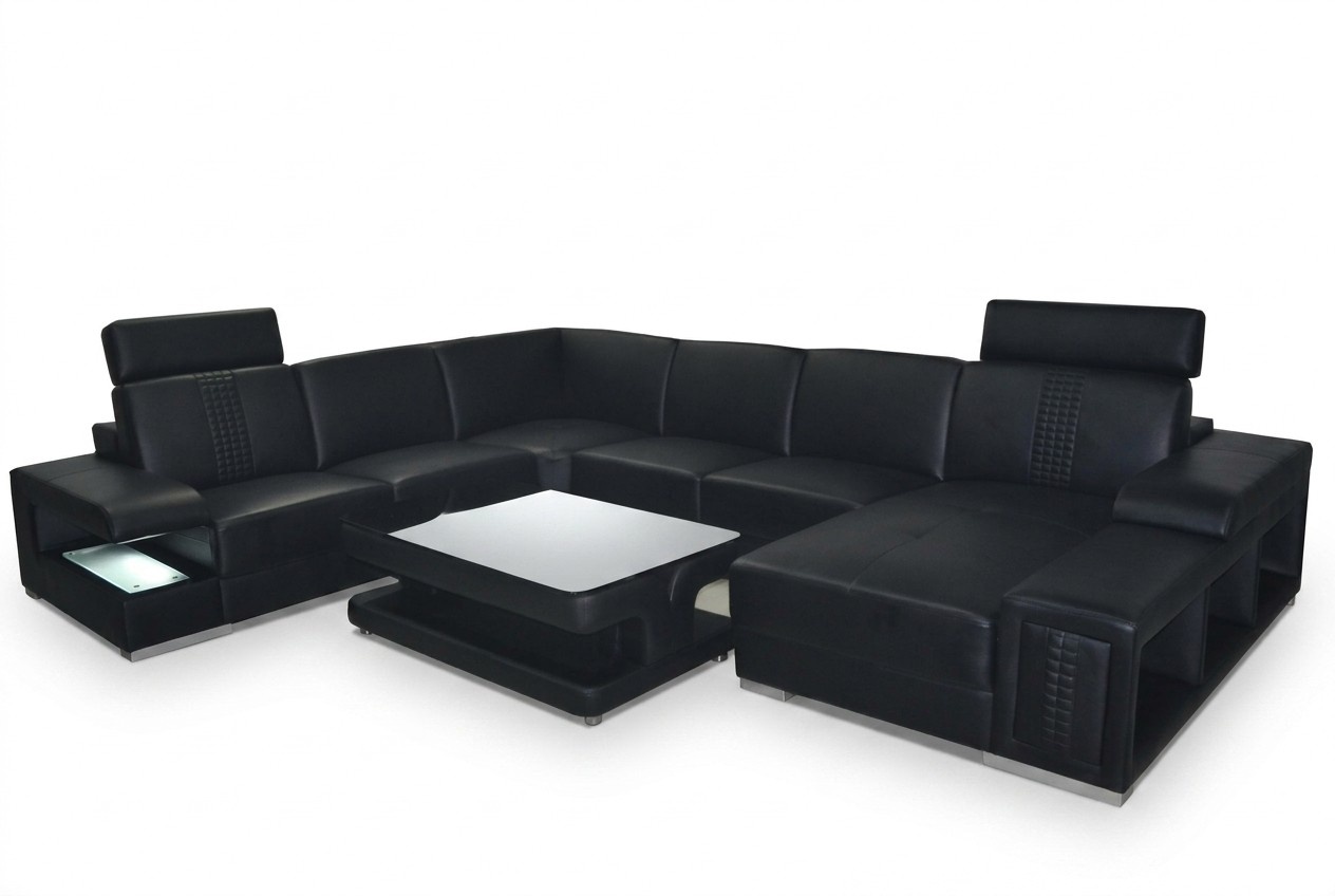 Leder Sofa Couch Polster Eck Sitz Garnitur U Form Ecke couchen Wohnlandschaft