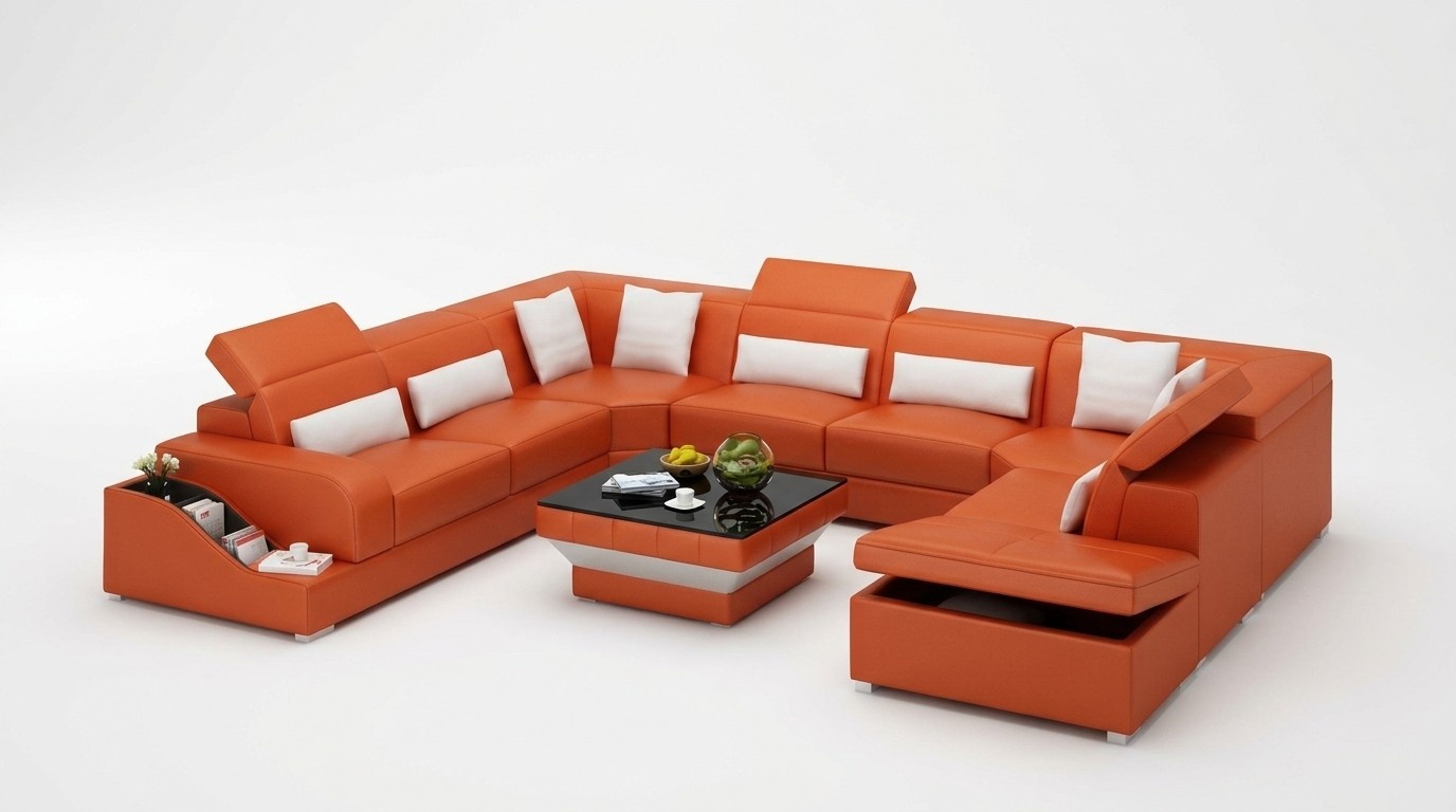 Leder Sofa Tische Schwarzer Couchtisch Glastisch Quadratischer Tisch