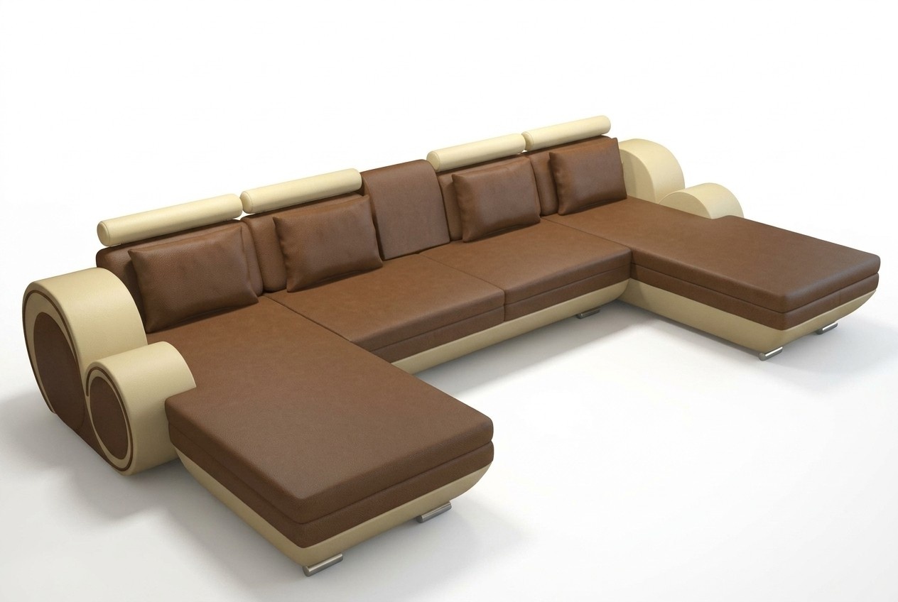 Lederecksofa Ledereckcouch Sofa Garnitur XXL LiegeLedersofa Berlin U-Form Couch