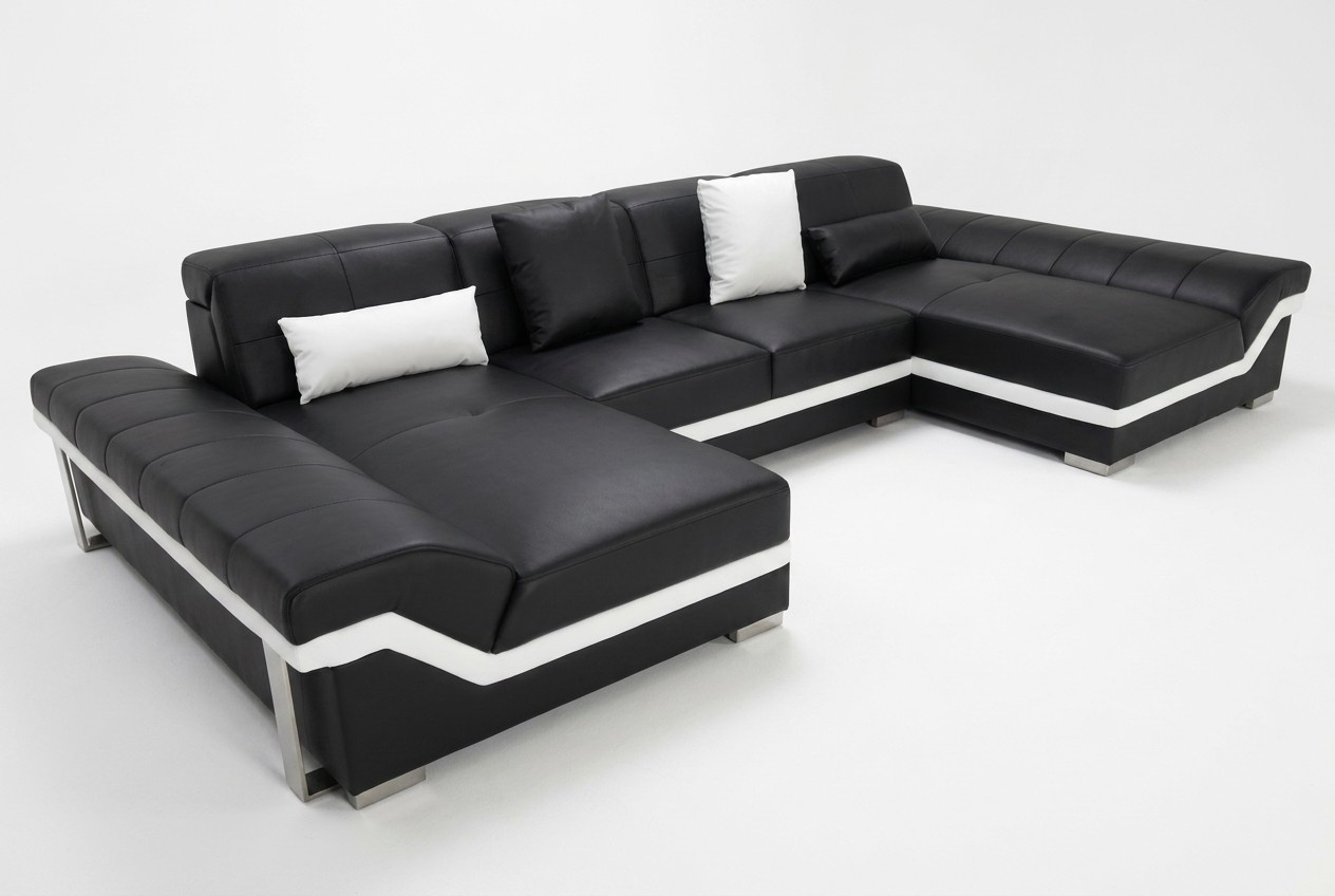 Ledersofa Couch Wohnlandschaft Eck Garnitur Design Modern Sofa U-Form K5007C