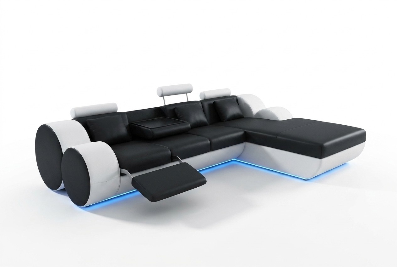 Ledersofa Couch Wohnlandschaft L-Form Design Modern Sofa 3085
