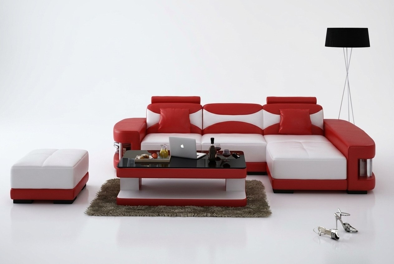 Ledersofa Ecksofa Hocker Garnitur Polster LForm Couch Sofa Design