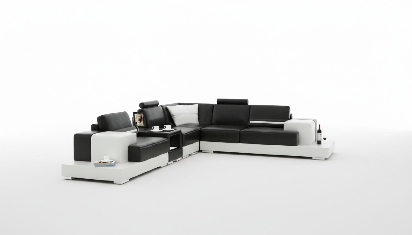 Ledersofa Ecksofa Sofa mit USB Design Sitz Polster Garnitur Wohnlandschaft 2725C