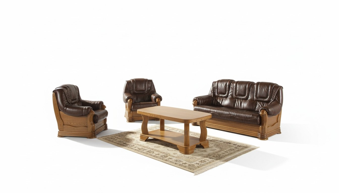 Ledersofa Männer Club Sofa Couch Polster Sitz Sofagarnitur 3+2+1 Komplett
