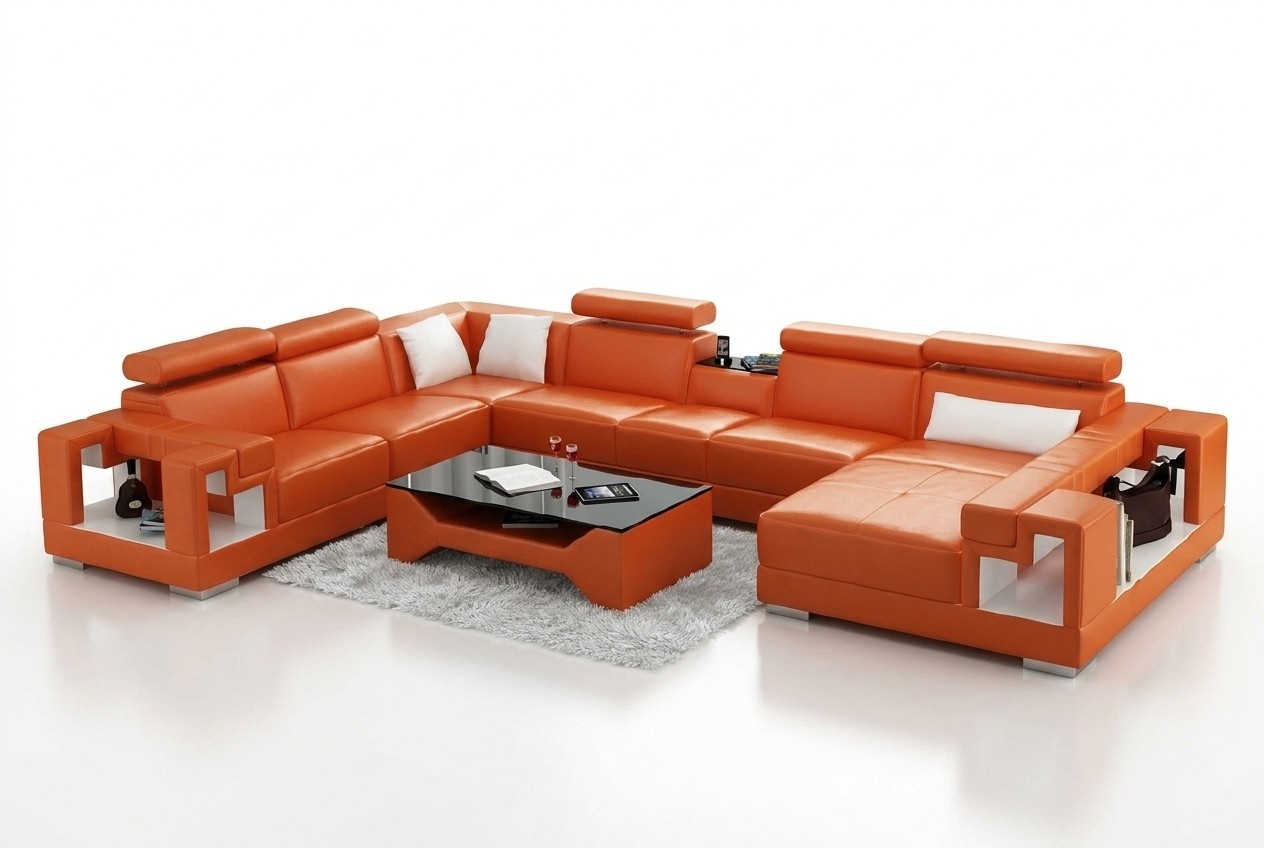 Ledersofa mit USB Wohnlandschaft Ecksofa Couch Sofa Eck Garnitur Ecke XXL Big