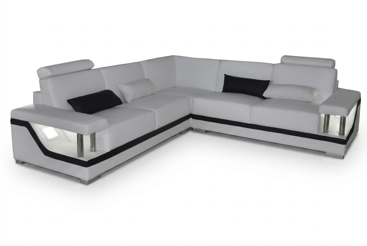 Ledersofa mit USB Wohnlandschaft Eck Garnitur Design Modern Sofa L-Form L6002