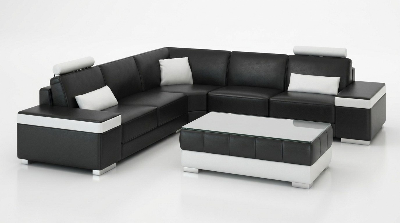 Ledersofa Möbel L-Form Couch Wohnlandschaft Ecksofa Garnitur Design