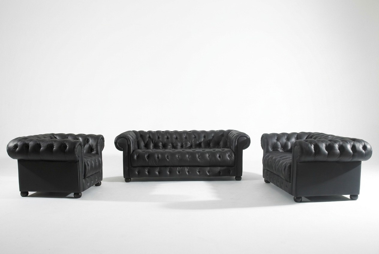 Ledersofa Sitzpolster Garnitur Chesterfield Stühle Design Sofa Couch Garnitur