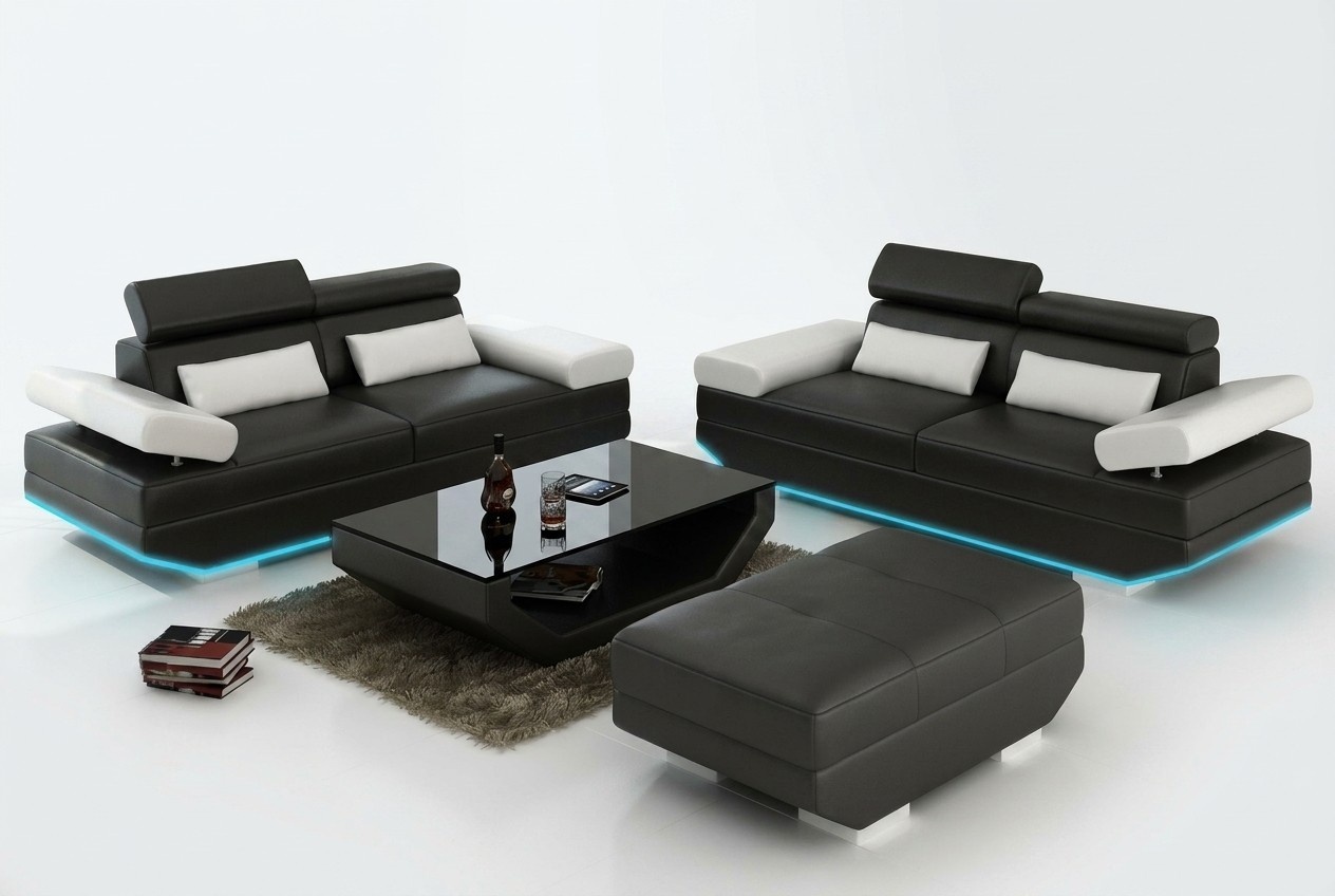 Ledersofa Sofa Couch Wohnlandschaft 3+3 Garnitur Design Modern Dekor Sofa