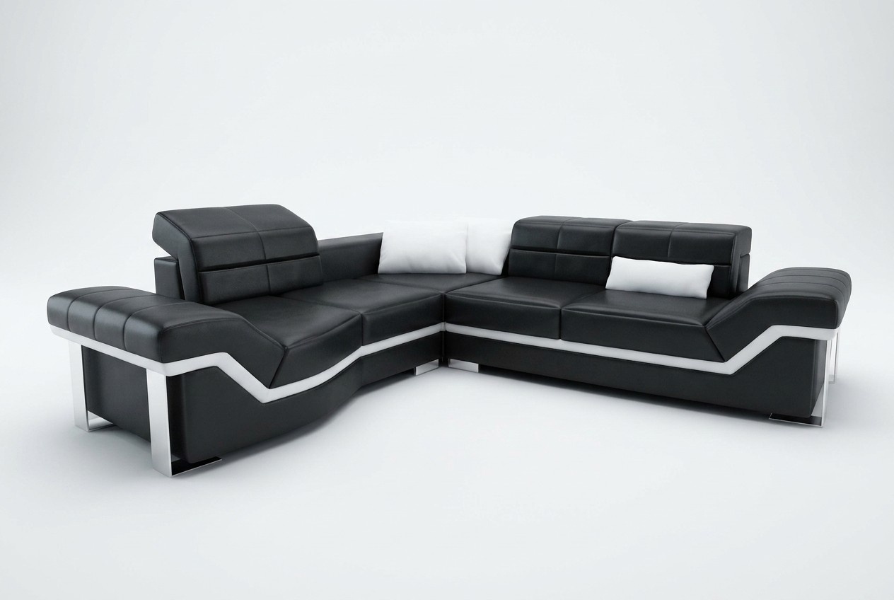 Ledersofa Sofa Couch Wohnlandschaft Ecksofa Garnitur Dekor Design Modern