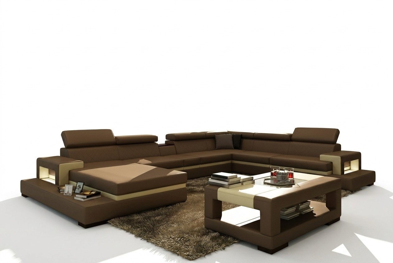 Ledersofa Sofa Ecksofa U Form Couch Wohnlandschaft Designer Sitz Ecke LEONARDO-B