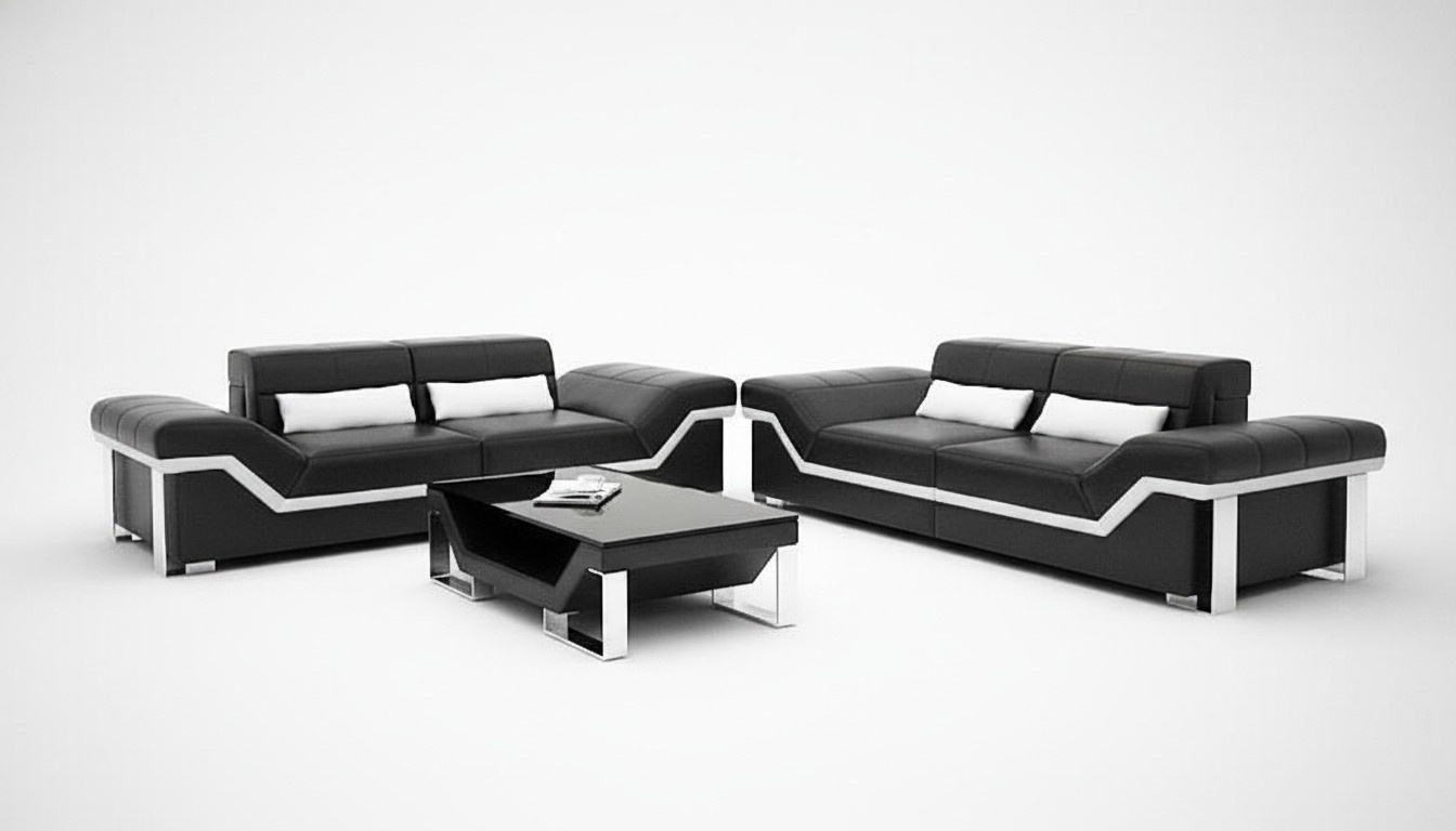 Ledersofa Sofa mit USB Wohnlandschaft 3+3 Garnitur Design Modern Sofa K5007D