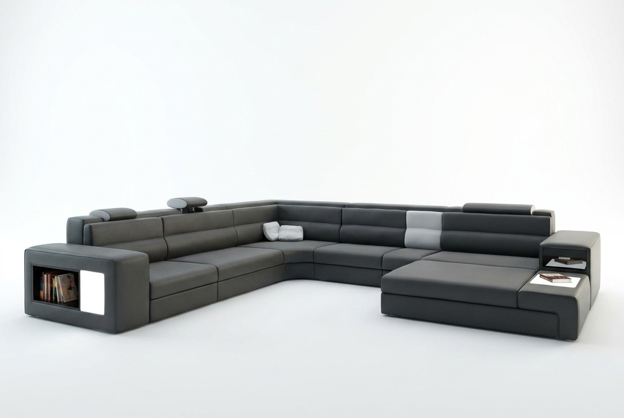 Ecksofa Polster Sofa mit USB Wohnlandschaft Sitz Eck Garnitur Leder Textil Couch