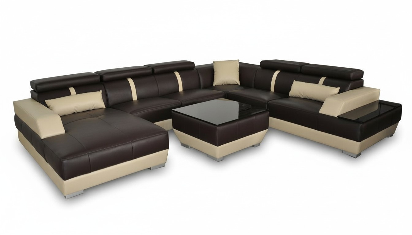 Ledersofa Wohnlandschaft Eck Garnitur Design Modern Sofa Dekorative U-Form