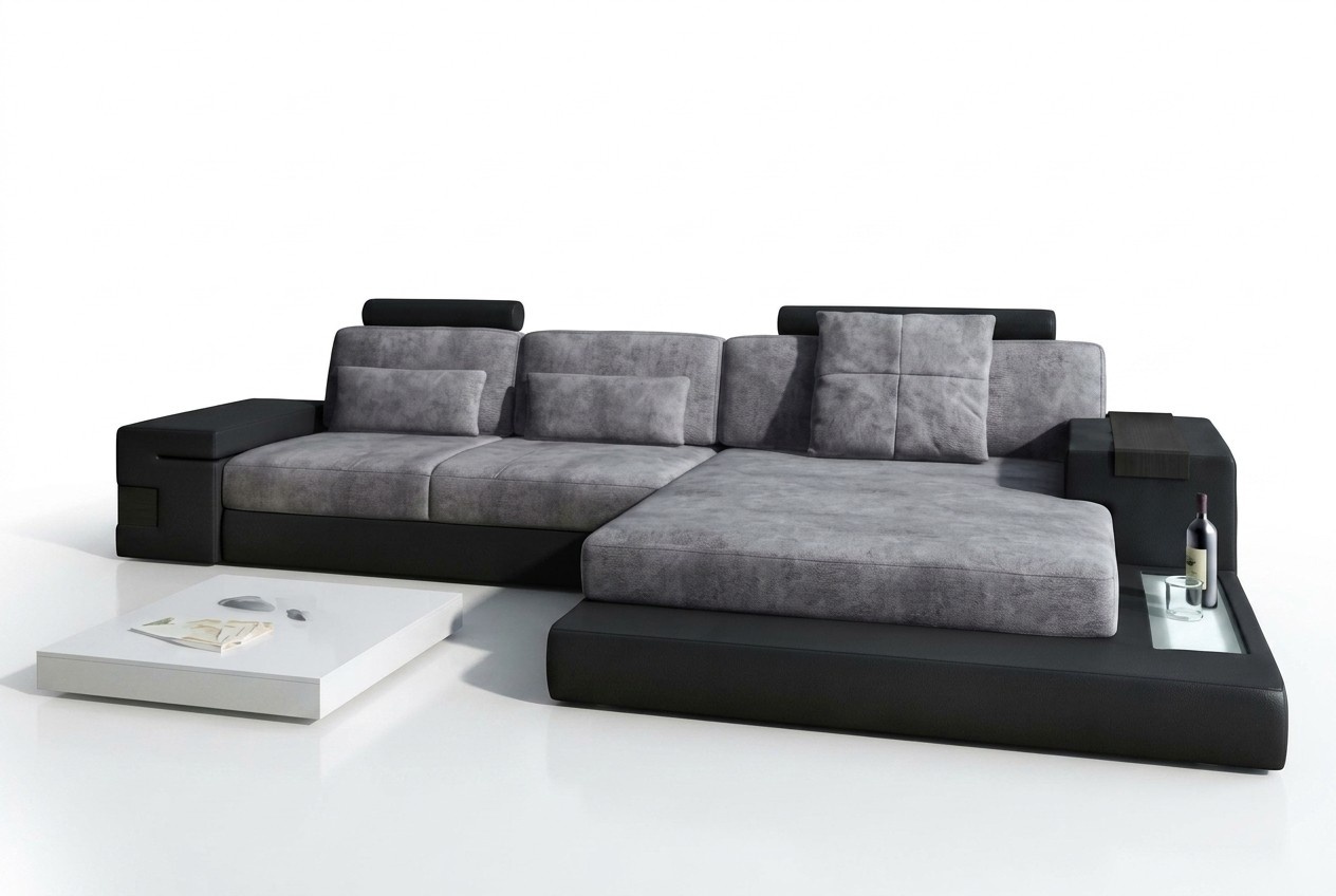 LForm Wohnlandschaft Big XXL Sofa + USB Leder Polster Ecke Garnitur Stoff Textil