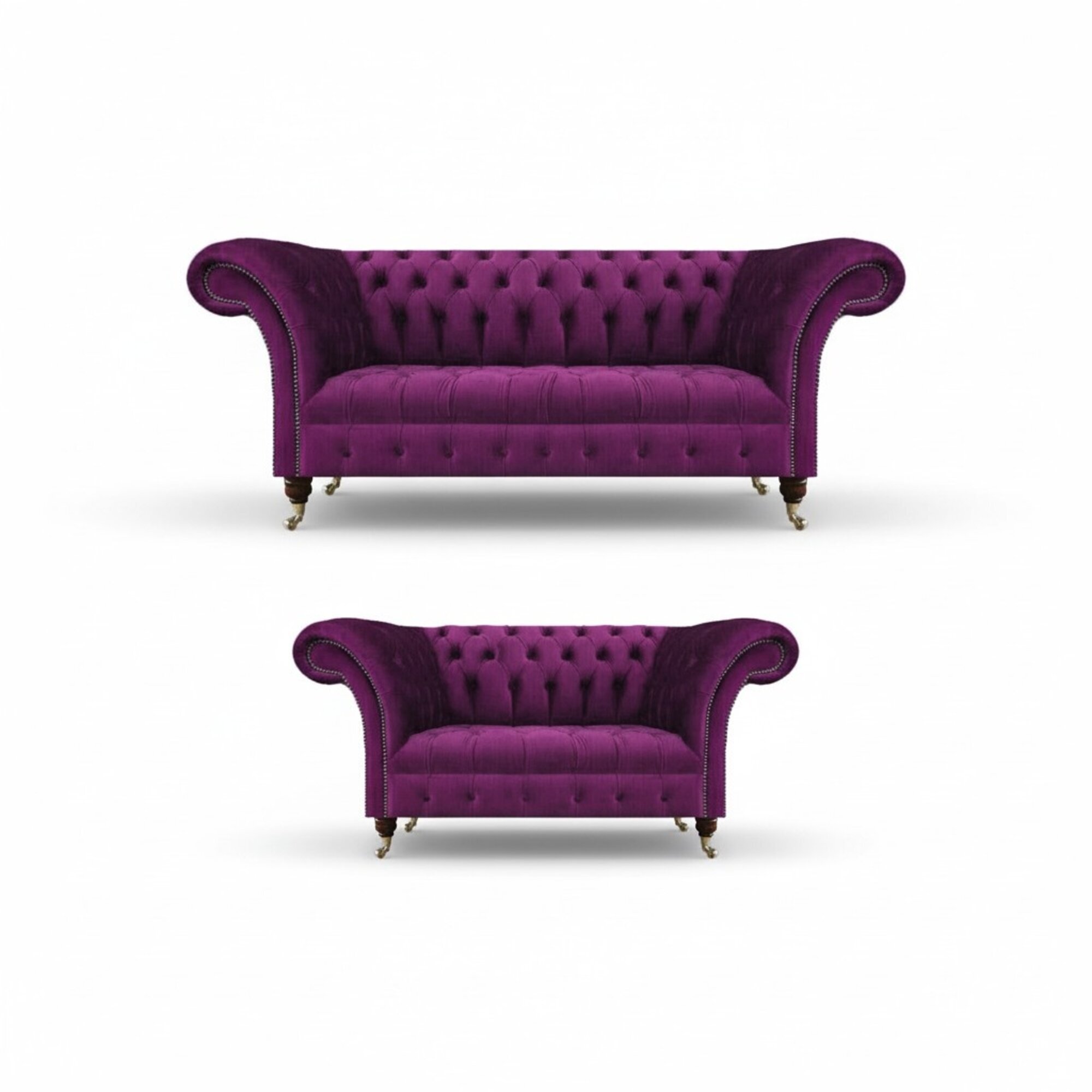 Lila Chesterfield Sofas Couchen 2tlg Wohnzimmer Luxus Textil Möbel Polstersofa