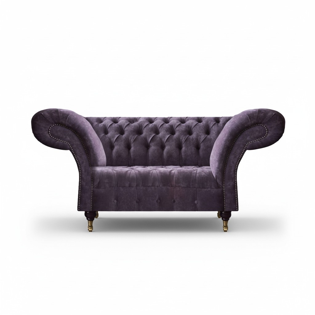 Lila Chesterfield Zweisitzer Moderne Wohnzimmer Polstercouch Edles Sofa