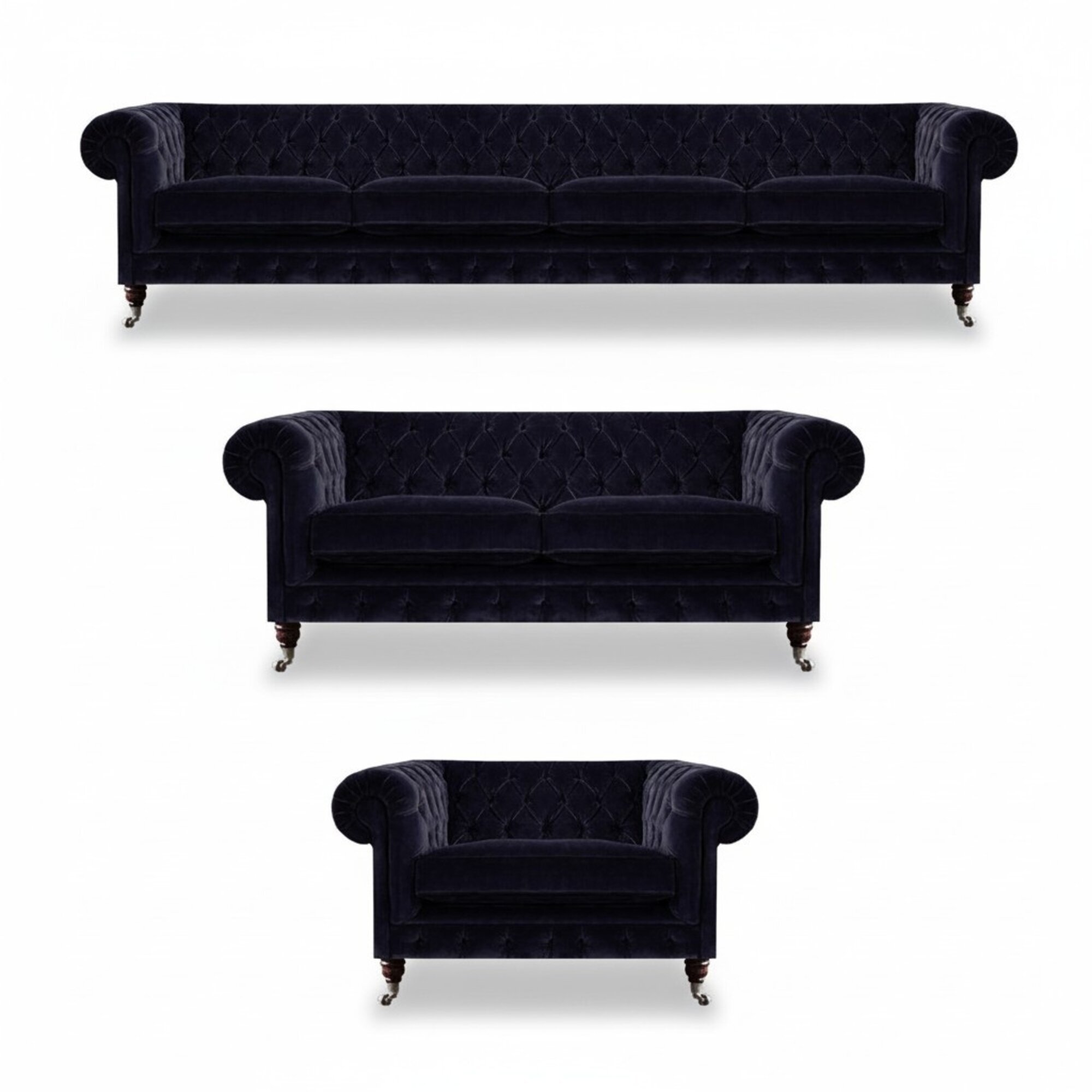 Luxuriöse Blaue Chesterfield Couchen Exklusiver 4-Sitzer Polstersessel